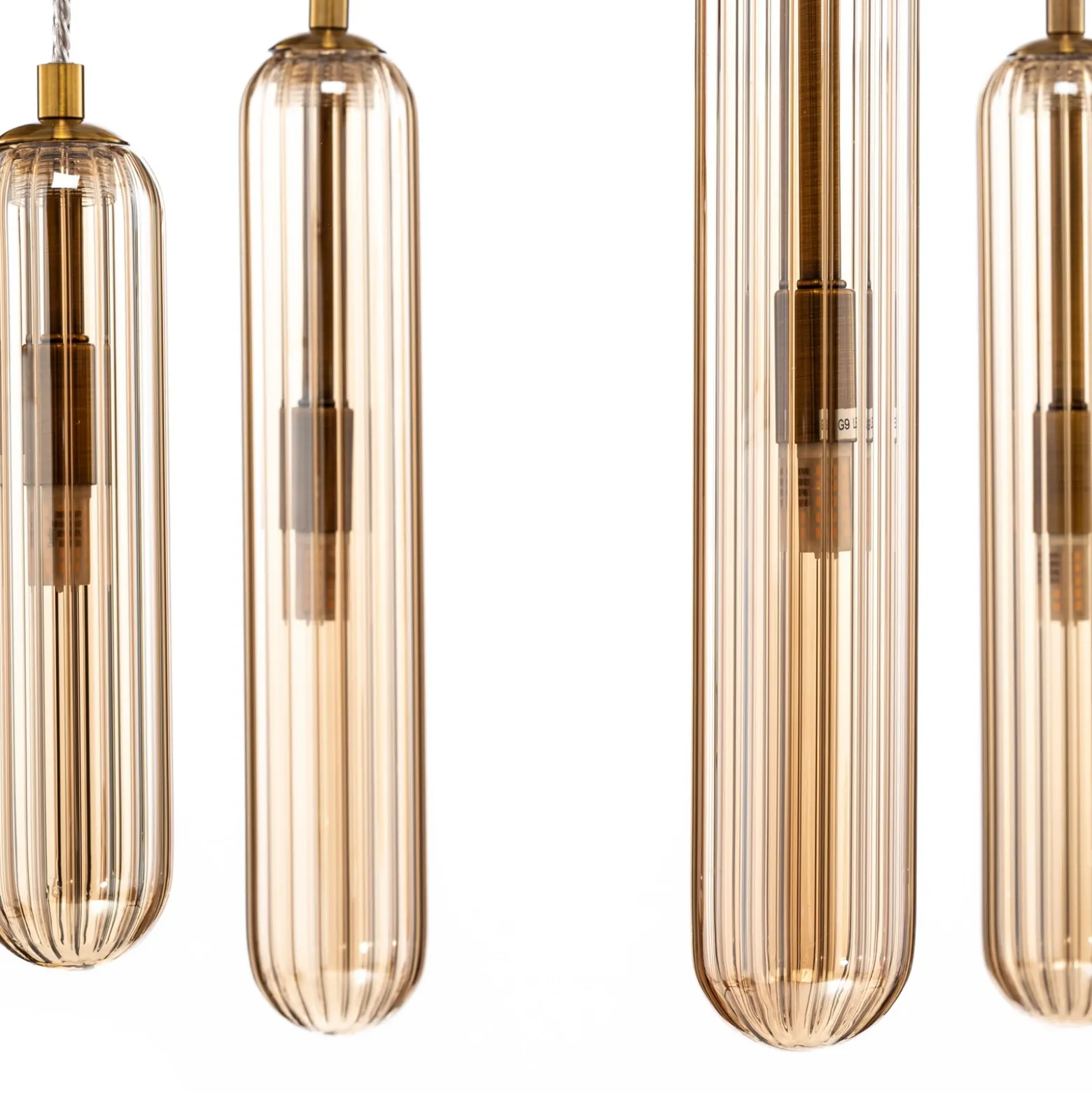 Lucande Freylin lámpara colgante, 5 luces, ámbar, cristal, 48 cm