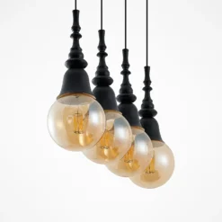 Lucande Gesja colgante, 4 luces, largo, negro