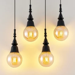 Lucande Gesja colgante, 4 luces, largo, negro