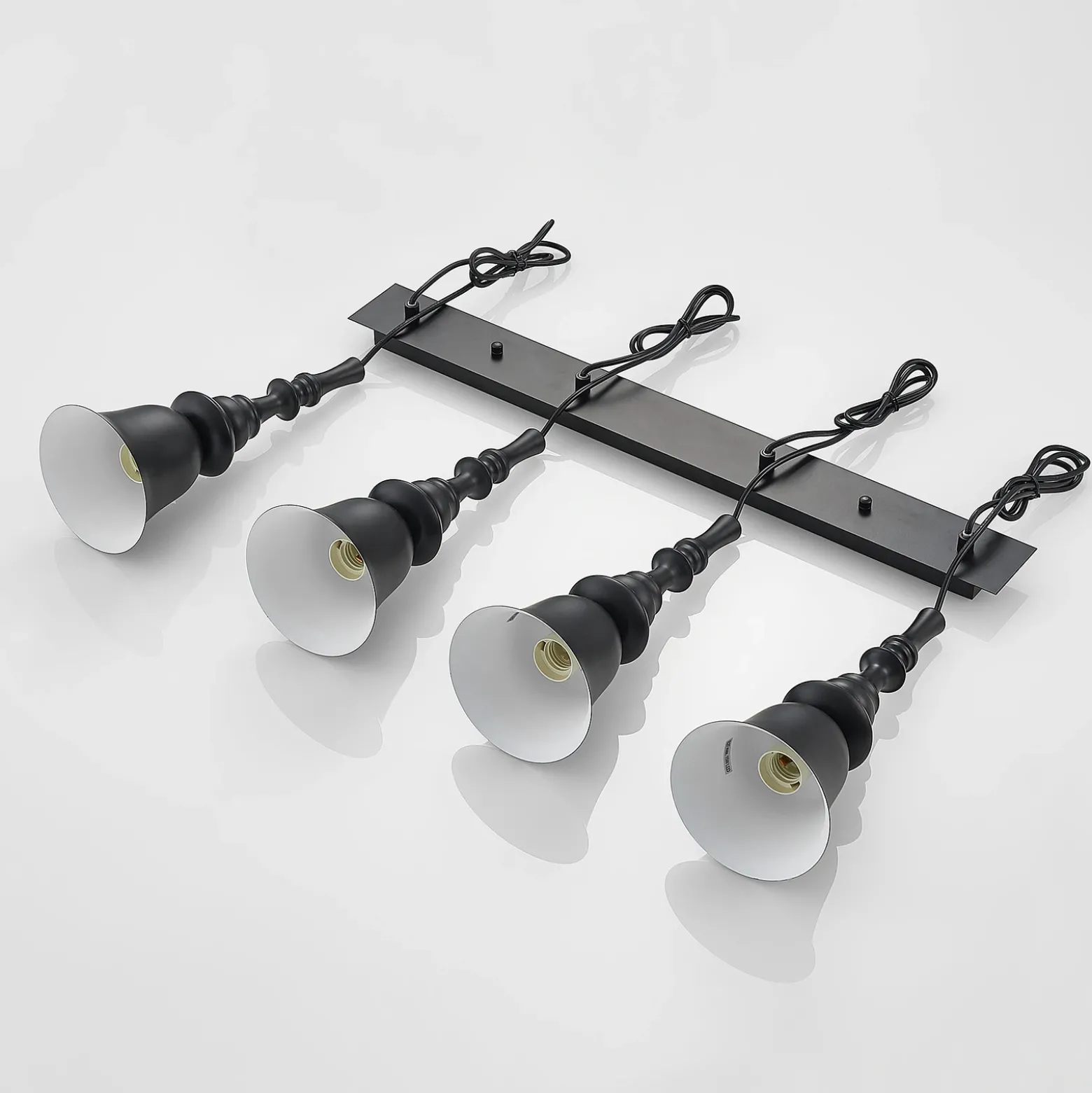 Lucande Gesja colgante, 4 luces, largo, negro