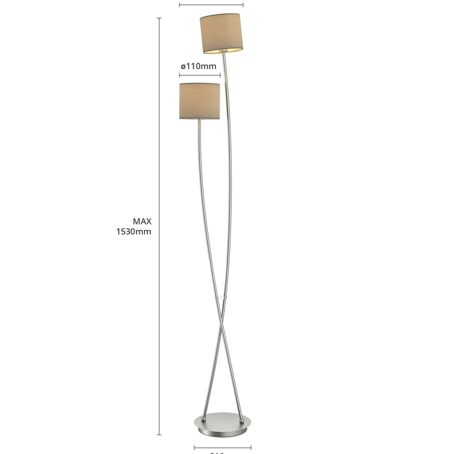 Lucande Juljana lámpara de pie, 2 luces, textil