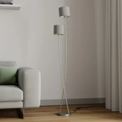 Lucande Juljana lámpara de pie, 2 luces, textil