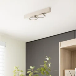 Lucande Kellino plafón, 2 luces, níquel