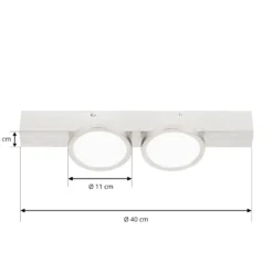 Lucande Kellino plafón, 2 luces, níquel