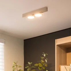 Lucande Kellino plafón, 2 luces, níquel