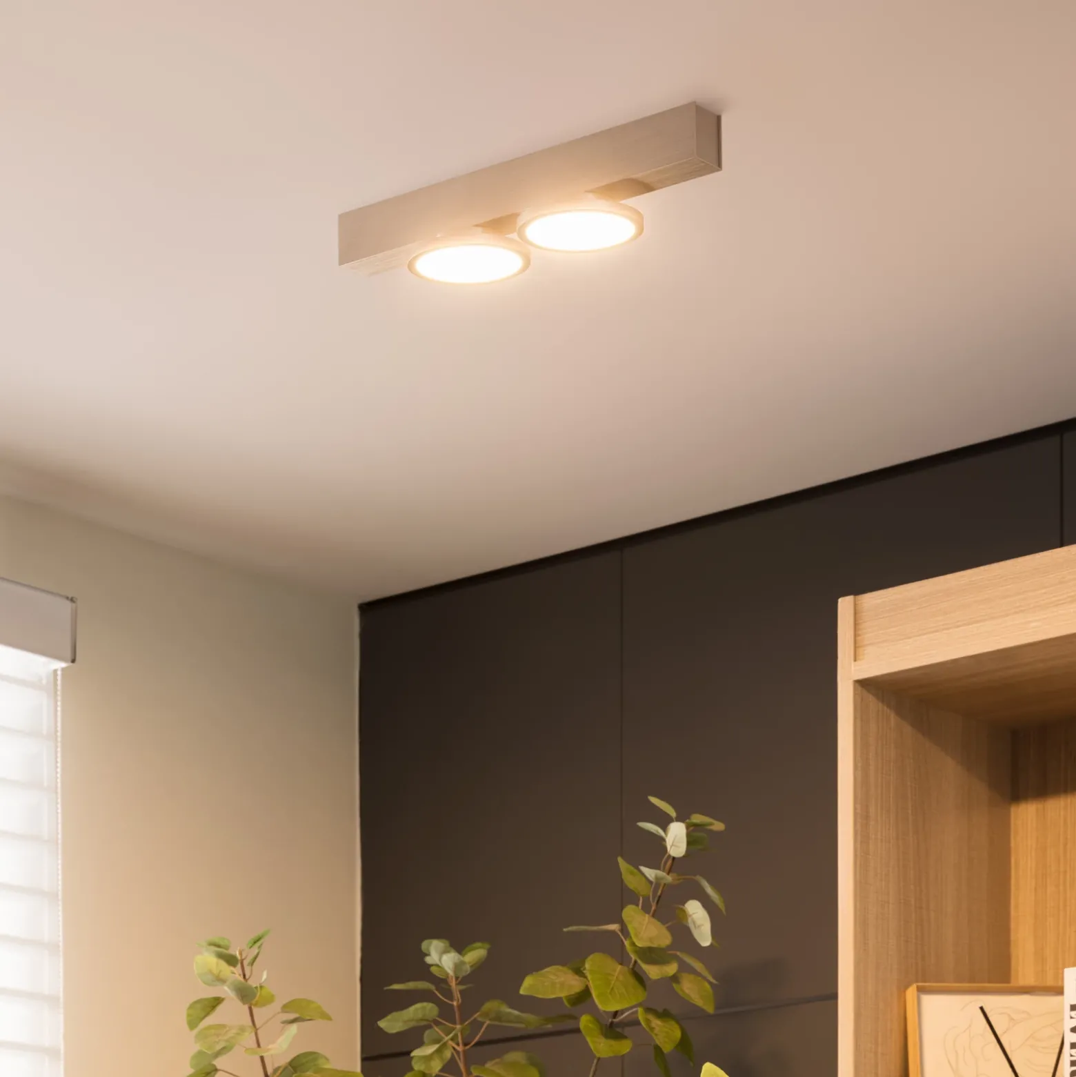 Lucande Kellino plafón, 2 luces, níquel