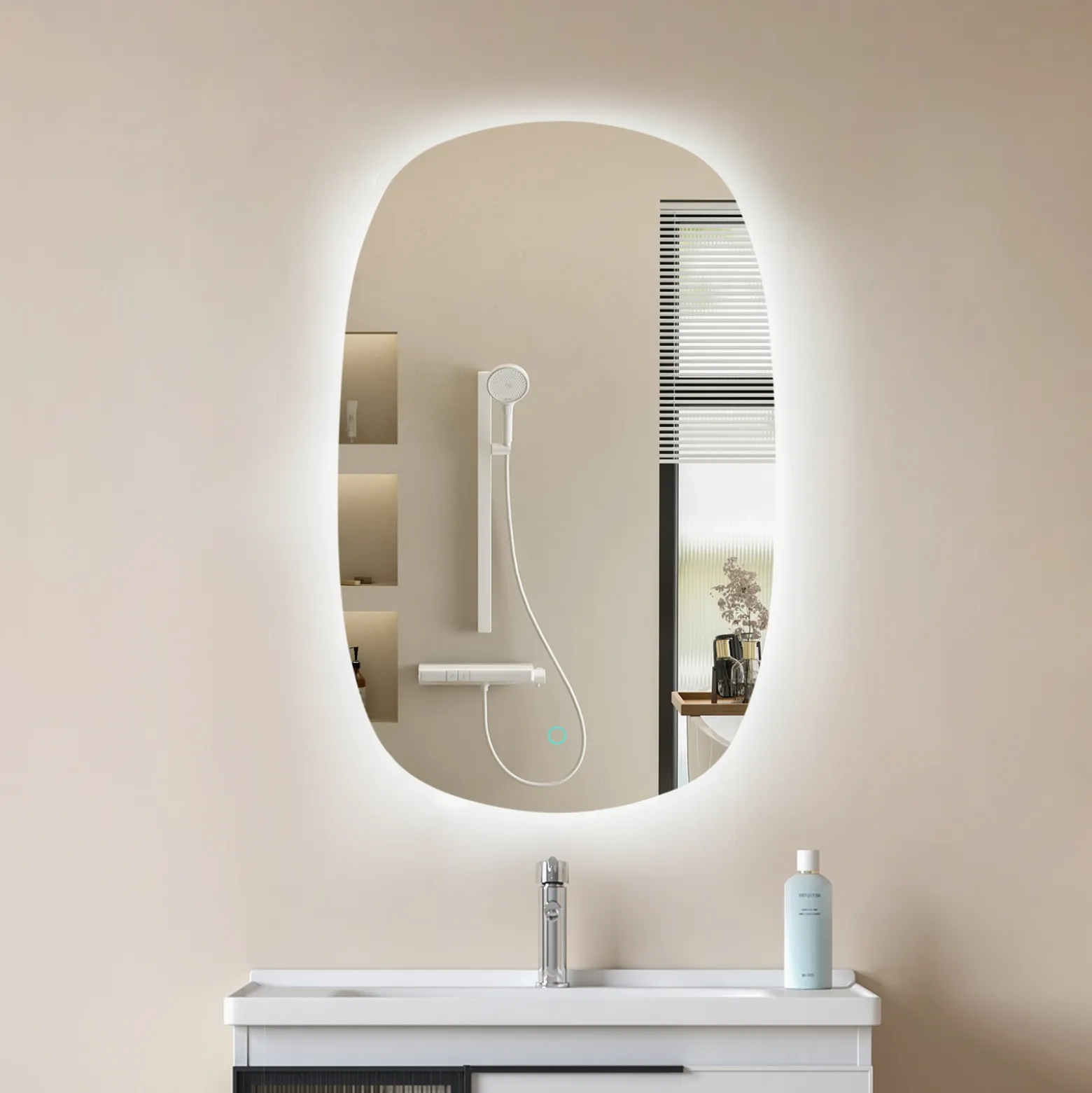 Lucande LED espejo Celestiel, oval, calefactable, CCT, 80 cm