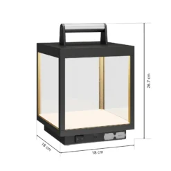 Lucande LED lámpara de mesa recargable Cube, aluminio, IP54, atenuable