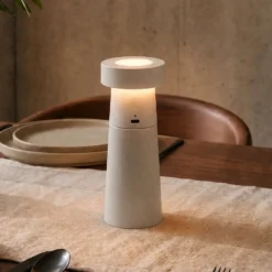 Lucande LED-Salzstreuer Salt, gris claro, batería, IP44