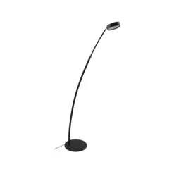 Lucande Lámpara arqueada LED Boga, negra, metal, atenuable