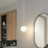 Lucande lámpara colgante Bidolo, color cromo, cristal, Ø 15 cm, IP44