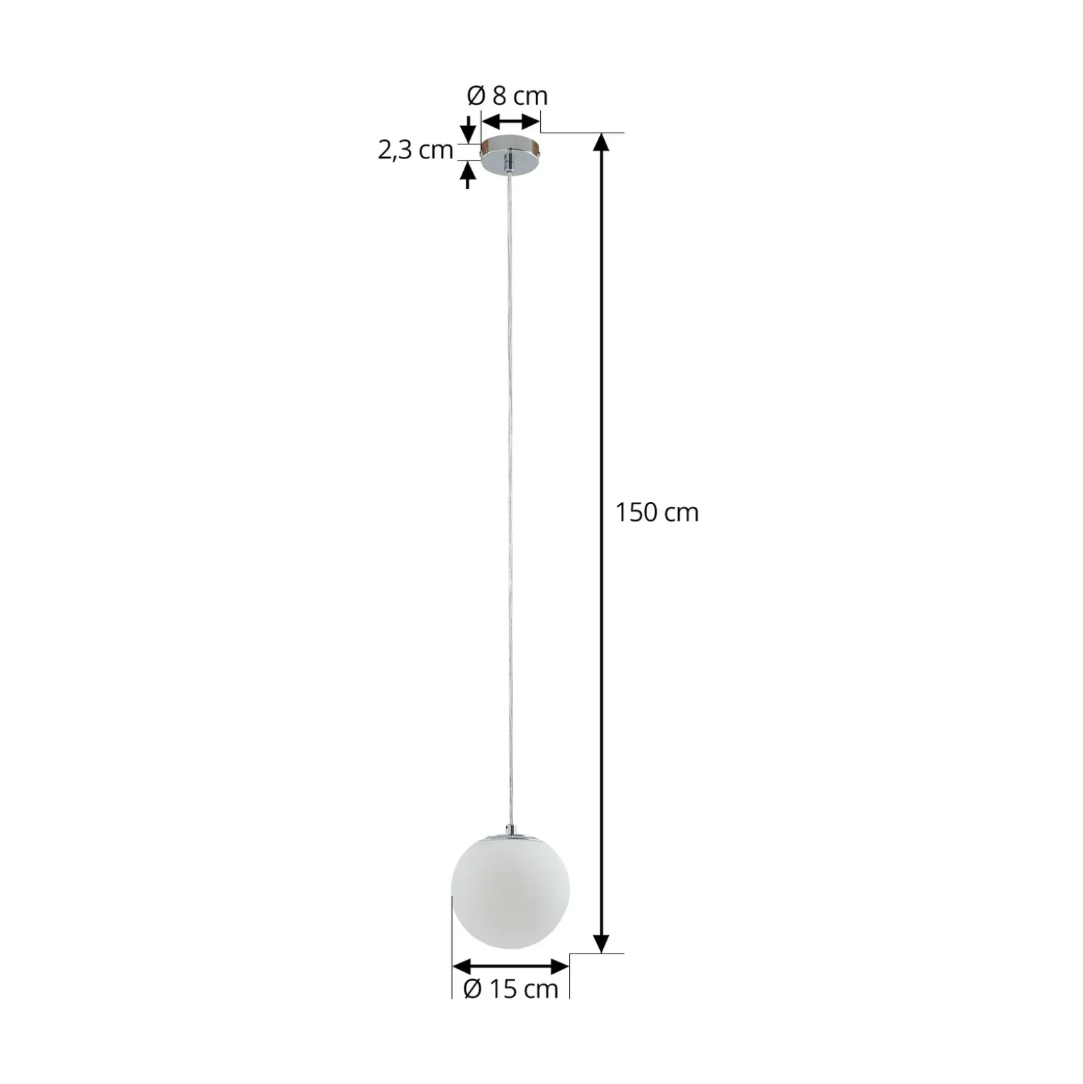 Lucande lámpara colgante Bidolo, color cromo, cristal, Ø 15 cm, IP44