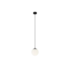 Lucande lámpara colgante Bidolo, negro, cristal, Ø 15 cm, IP44