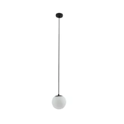 Lucande lámpara colgante Bidolo, negro, cristal, Ø 15 cm, IP44
