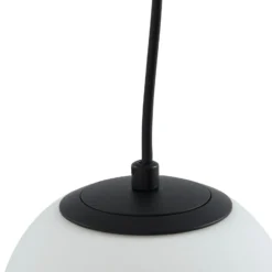 Lucande lámpara colgante Bidolo, negro, cristal, Ø 15 cm, IP44