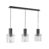 Lucande lámpara colgante Eirian, 90 cm, 3 luces, negro, cristal