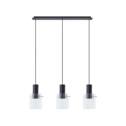 Lucande lámpara colgante Eirian, 90 cm, 3 luces, negro, cristal
