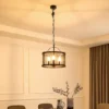 Lucande lámpara colgante Eryk, Ø 40 cm, negra, cristal, 3 luces