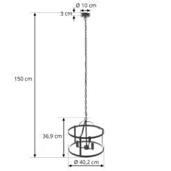 Lucande lámpara colgante Eryk, Ø 40 cm, negra, cristal, 3 luces