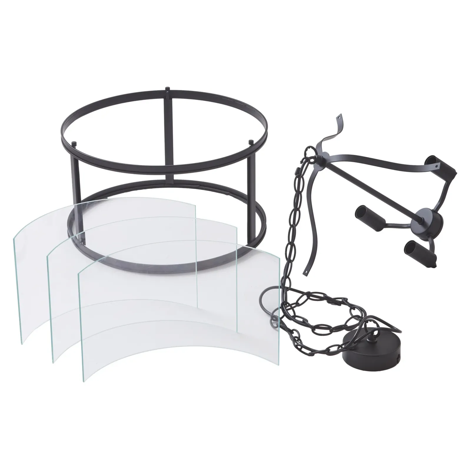 Lucande lámpara colgante Eryk, Ø 40 cm, negra, cristal, 3 luces