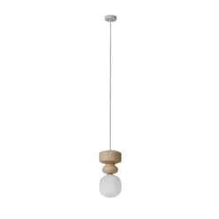 Lucande lámpara colgante Fidelo, blanco/amarillo, vidrio, cerámica, 18 cm