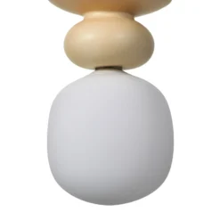 Lucande lámpara colgante Fidelo, blanco/amarillo, vidrio, cerámica, 18 cm