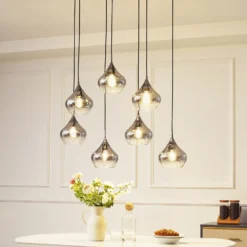 Lucande lámpara colgante Jarven, 7 luces, negro, cristal