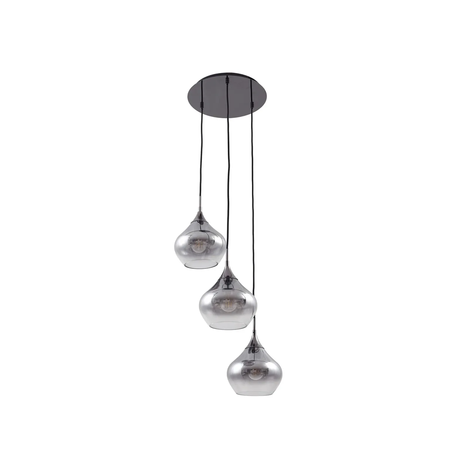 Lucande lámpara colgante Jarven, 3 luces, negro, cristal