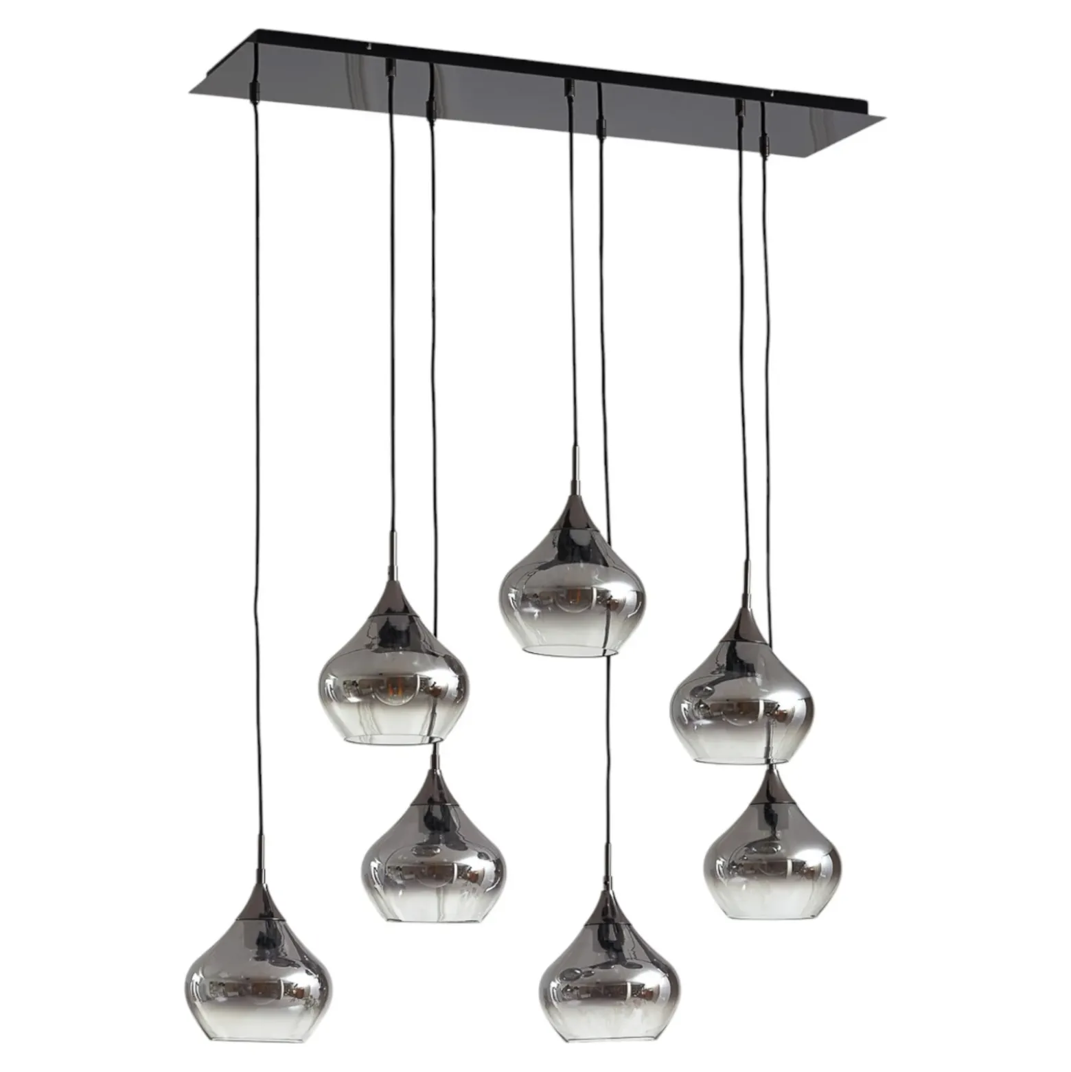 Lucande lámpara colgante Jarven, 7 luces, negro, cristal