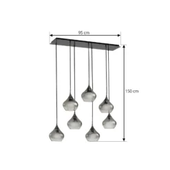 Lucande lámpara colgante Jarven, 7 luces, negro, cristal
