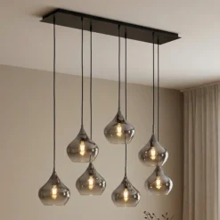 Lucande lámpara colgante Jarven, 7 luces, negro, cristal