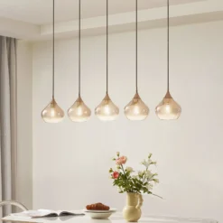 Lucande lámpara colgante Jarven, 5 luces, negro, cristal