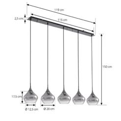 Lucande lámpara colgante Jarven, 5 luces, negro, cristal