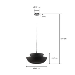 Lucande lámpara colgante Kellina, Ø 48 cm, negro, metal