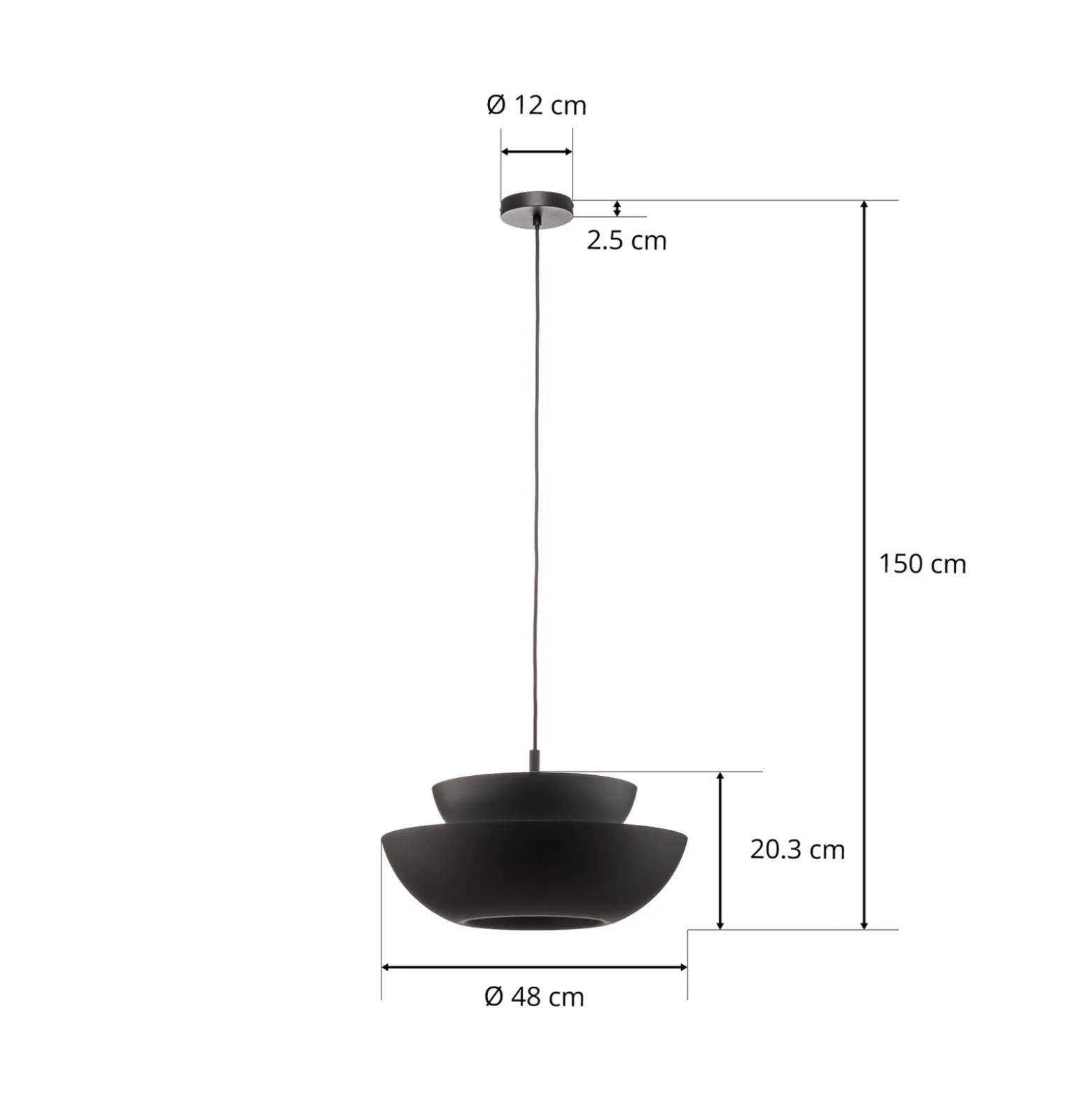 Lucande lámpara colgante Kellina, Ø 48 cm, negro, metal