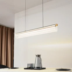 Lucande Lámpara colgante LED Alania, transparente, metal, 86,5 cm