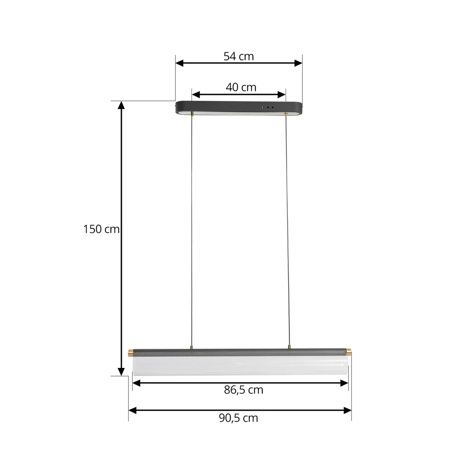 Lucande Lámpara colgante LED Alania, transparente, metal, 86,5 cm