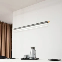 Lucande Lámpara colgante LED Alania, transparente, metal, 86,5 cm