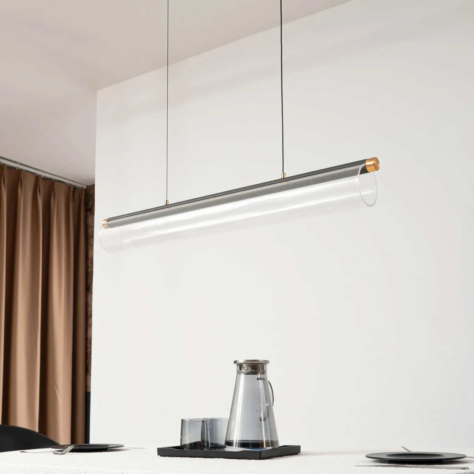 Lucande Lámpara colgante LED Alania, transparente, metal, 86,5 cm