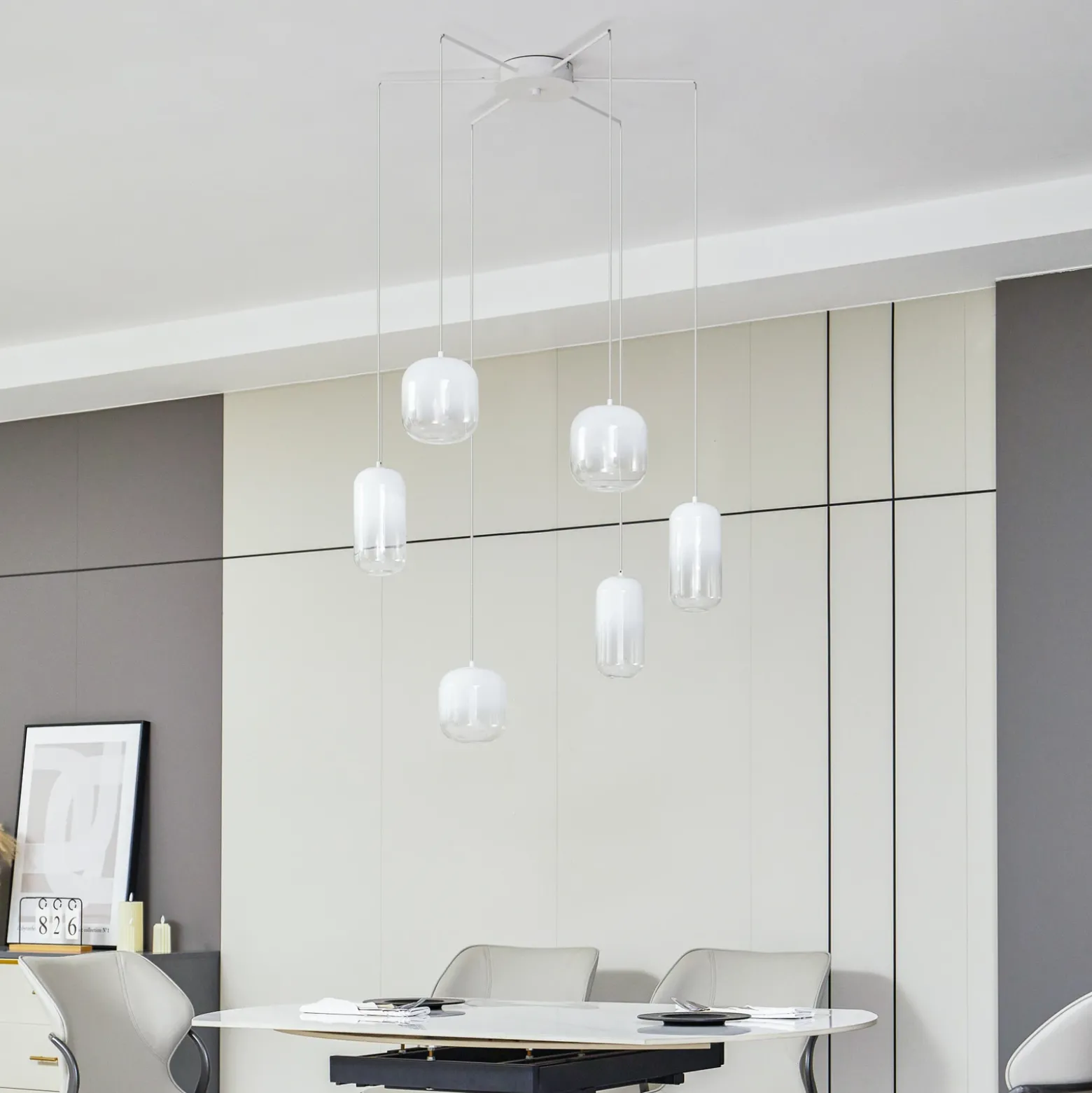 Lucande Lámpara colgante LED Avelina, blanca, 6 luces