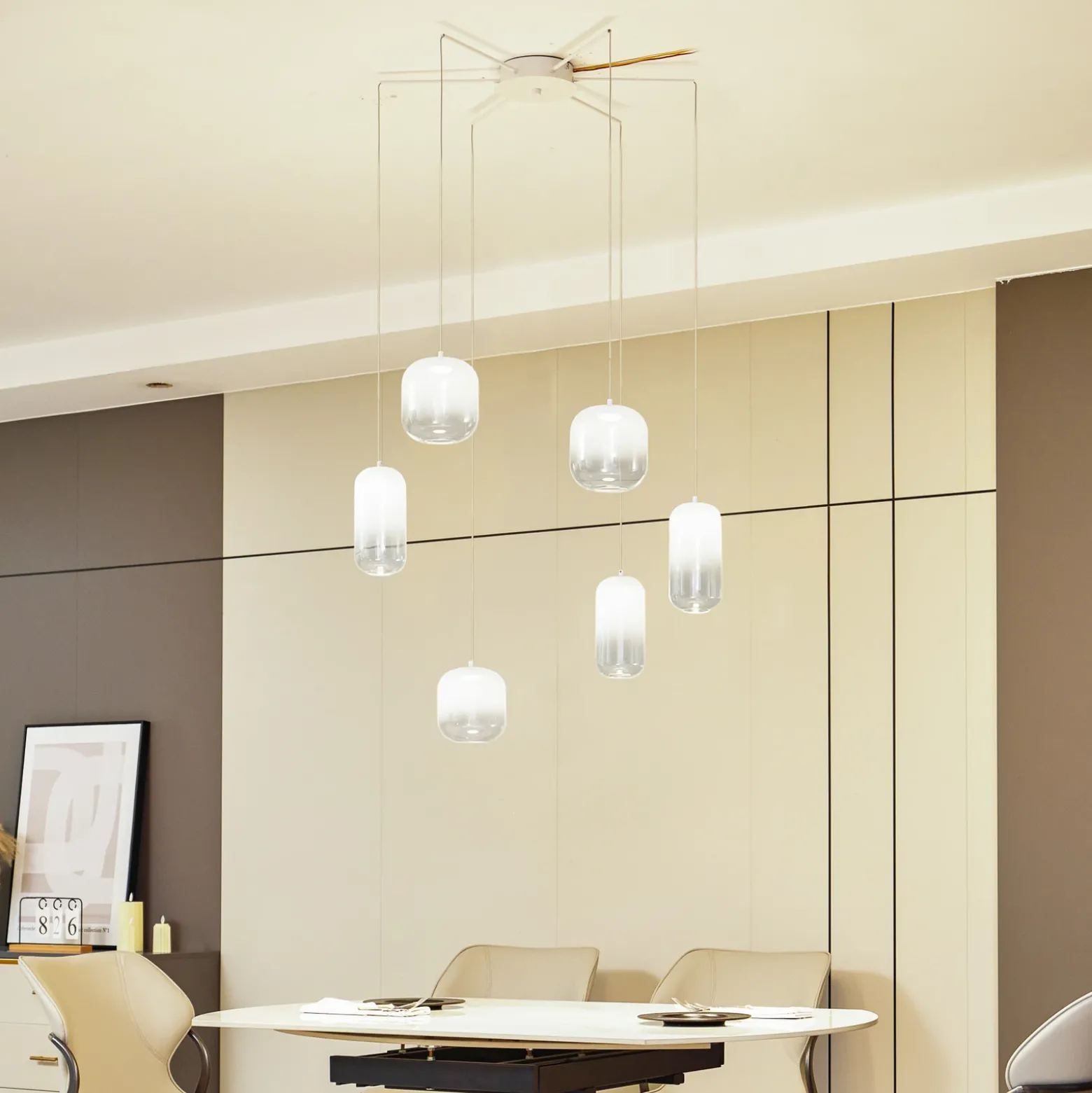 Lucande Lámpara colgante LED Avelina, blanca, 6 luces