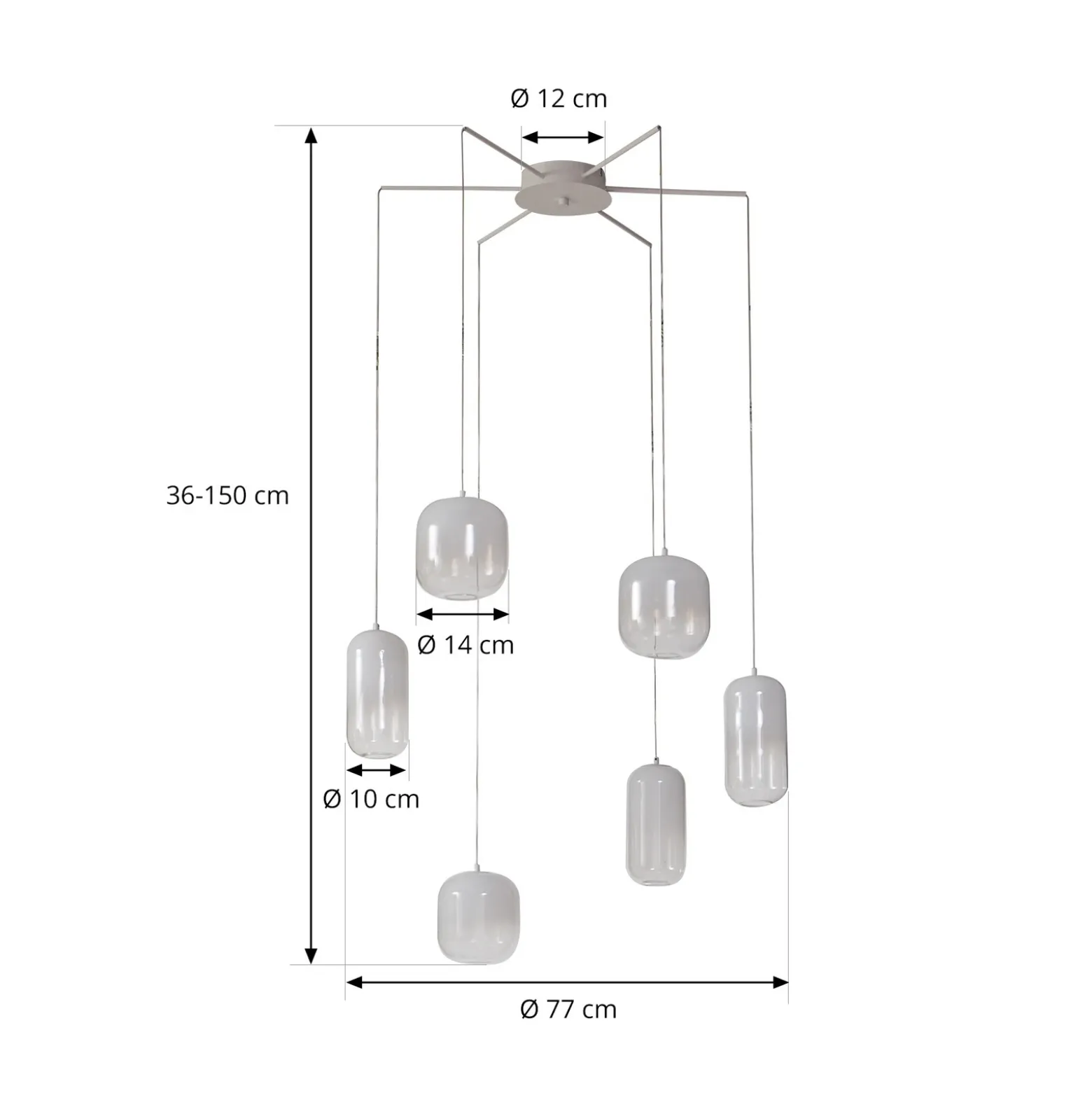 Lucande Lámpara colgante LED Avelina, blanca, 6 luces