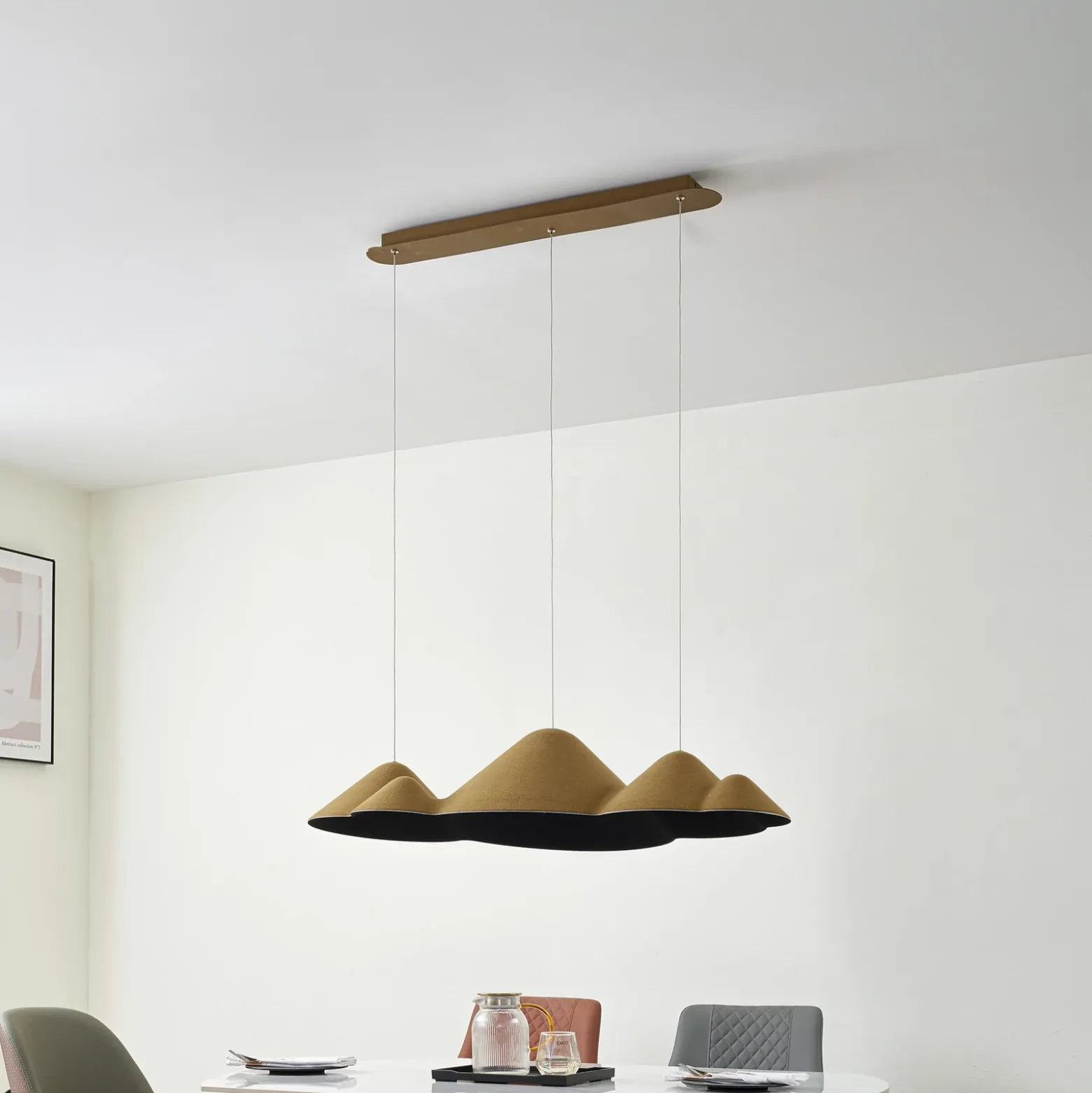Lucande Lámpara colgante LED Beutlin, verde, fieltro, atenuable