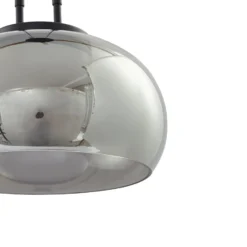 Lucande Lámpara colgante LED Dain, 1 luz, gris humo, cristal