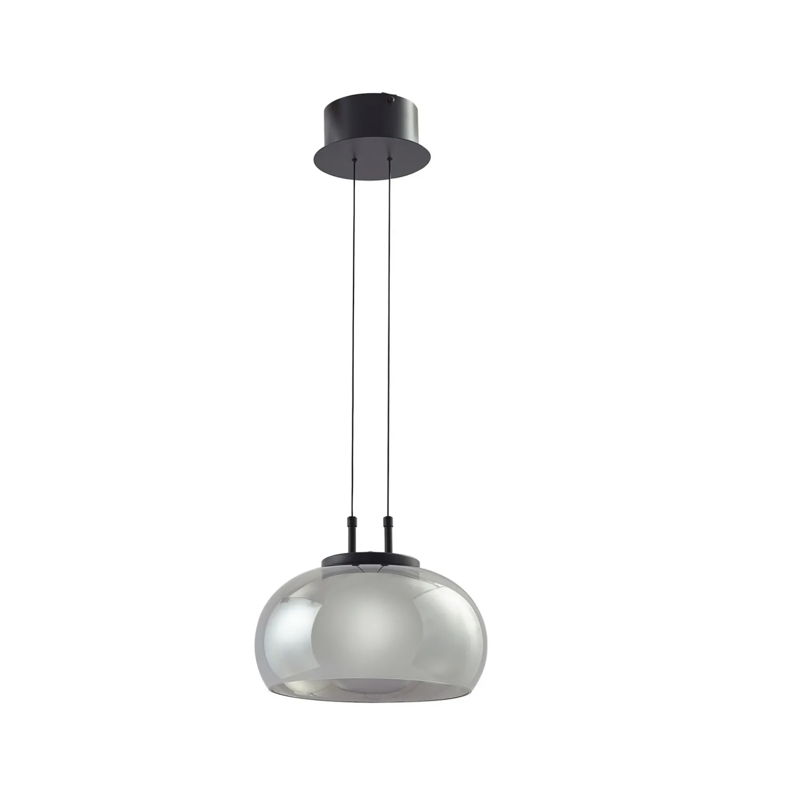 Lucande Lámpara colgante LED Dain, 1 luz, gris humo, cristal