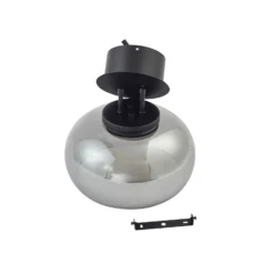 Lucande Lámpara colgante LED Dain, 1 luz, gris humo, cristal
