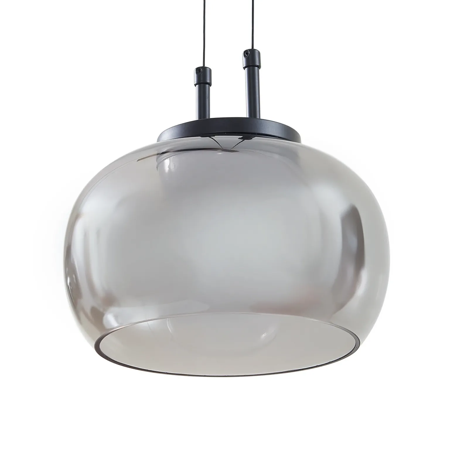 Lucande Lámpara colgante LED Dain, 3 luces, gris humo, cristal