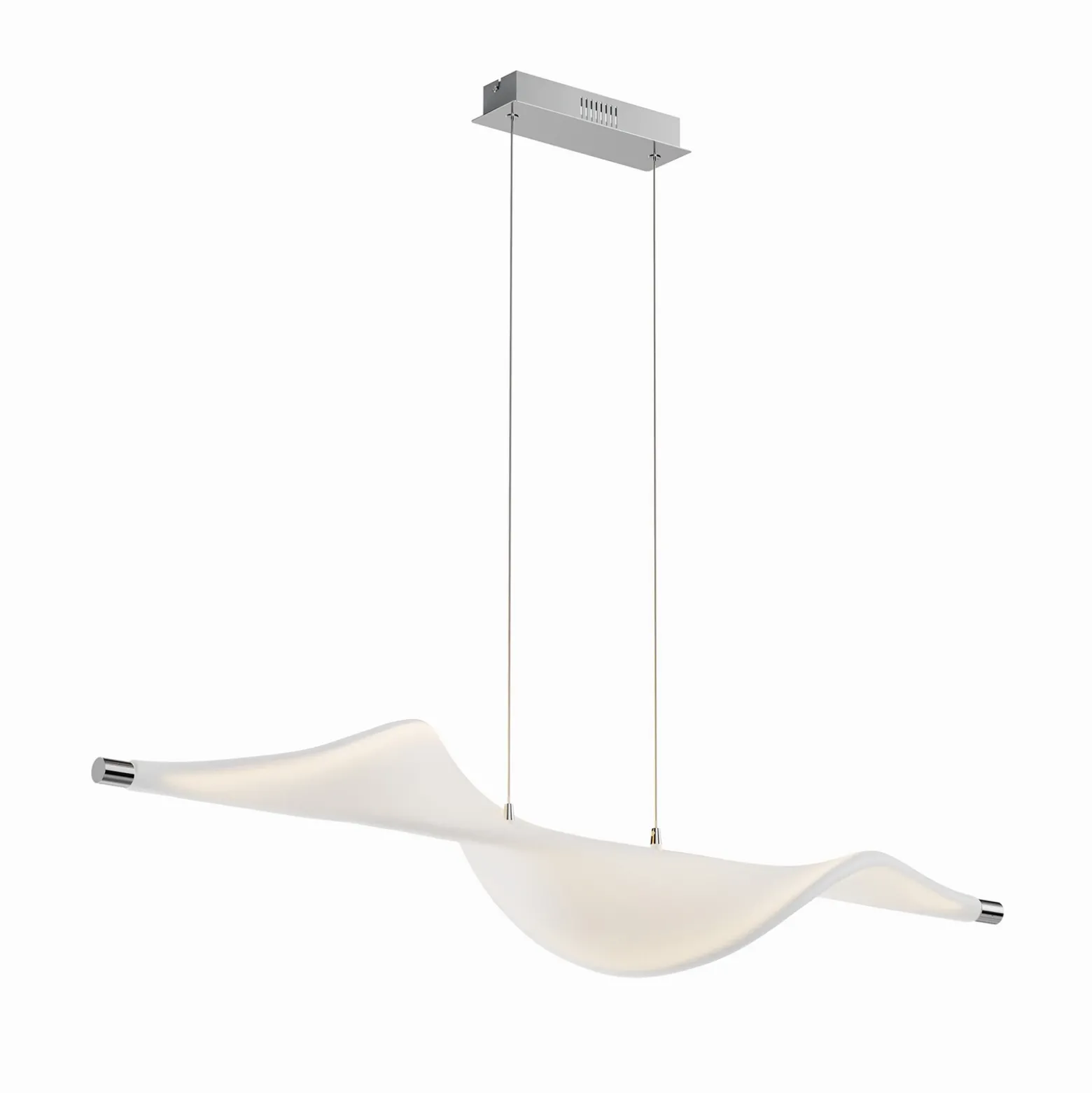 Lucande Lámpara colgante LED Edano, 122 cm, blanca, textil, atenuable