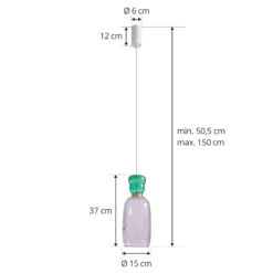Lucande Lámpara colgante LED Fay, púrpura/verde oscuro, cristal, Ø 15 cm