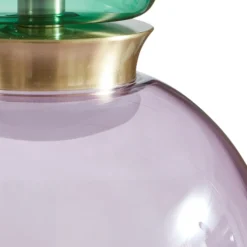 Lucande Lámpara colgante LED Fay, púrpura/verde oscuro, cristal, Ø 15 cm